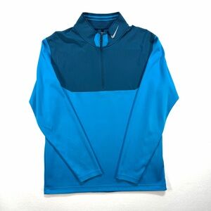 Nike Men’s Dri-Fit Golf Quarter 1/4 Zip Pullover Shirt Large L Base Layer Blue